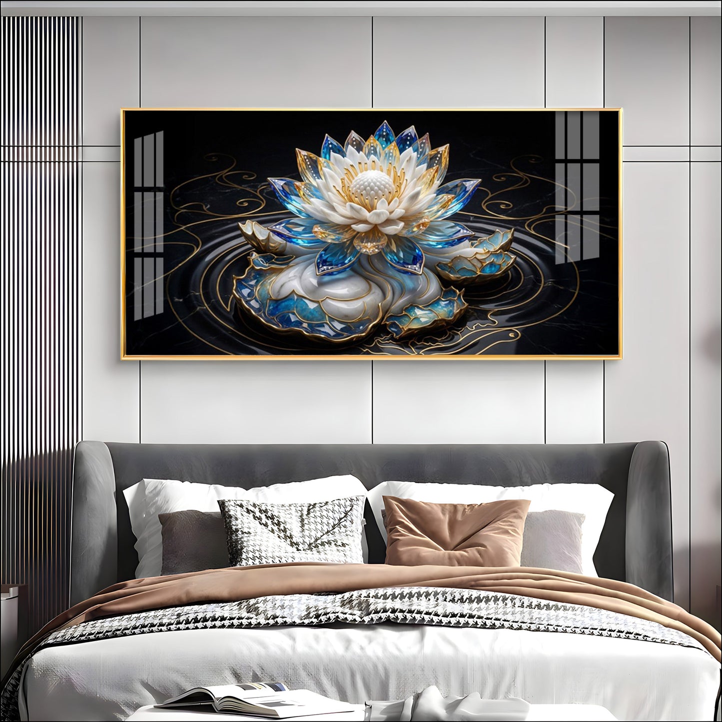 White Lotus Premium Acrylic Horizontal Wall Art