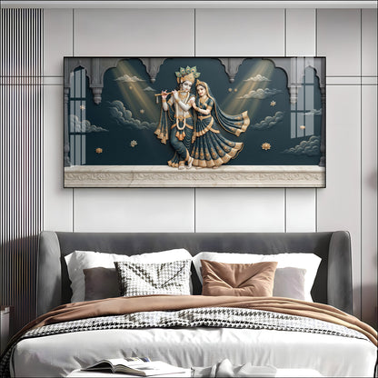 Lord Krishna & Radha Premium Acrylic Horizontal Wall Art