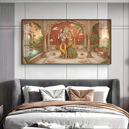 Divine Eternal Love Of Radha Krishna Premium Acrylic Horizontal Wall Art