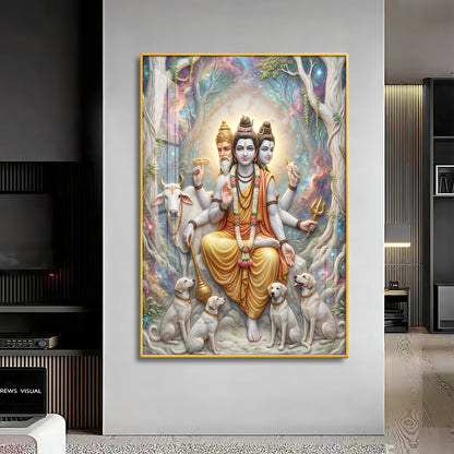 Hindu Deity Dattatreya Premium Acrylic Vertical Wall Art