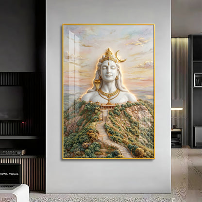 Depiction of Lord Shiva Premium Acrylic Vertical Wall Art