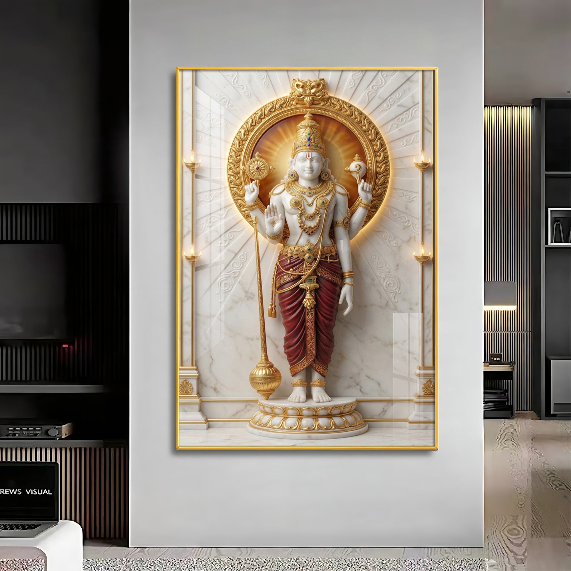 Hindu Deity Kartikeya Premium Acrylic Vertical Wall Art