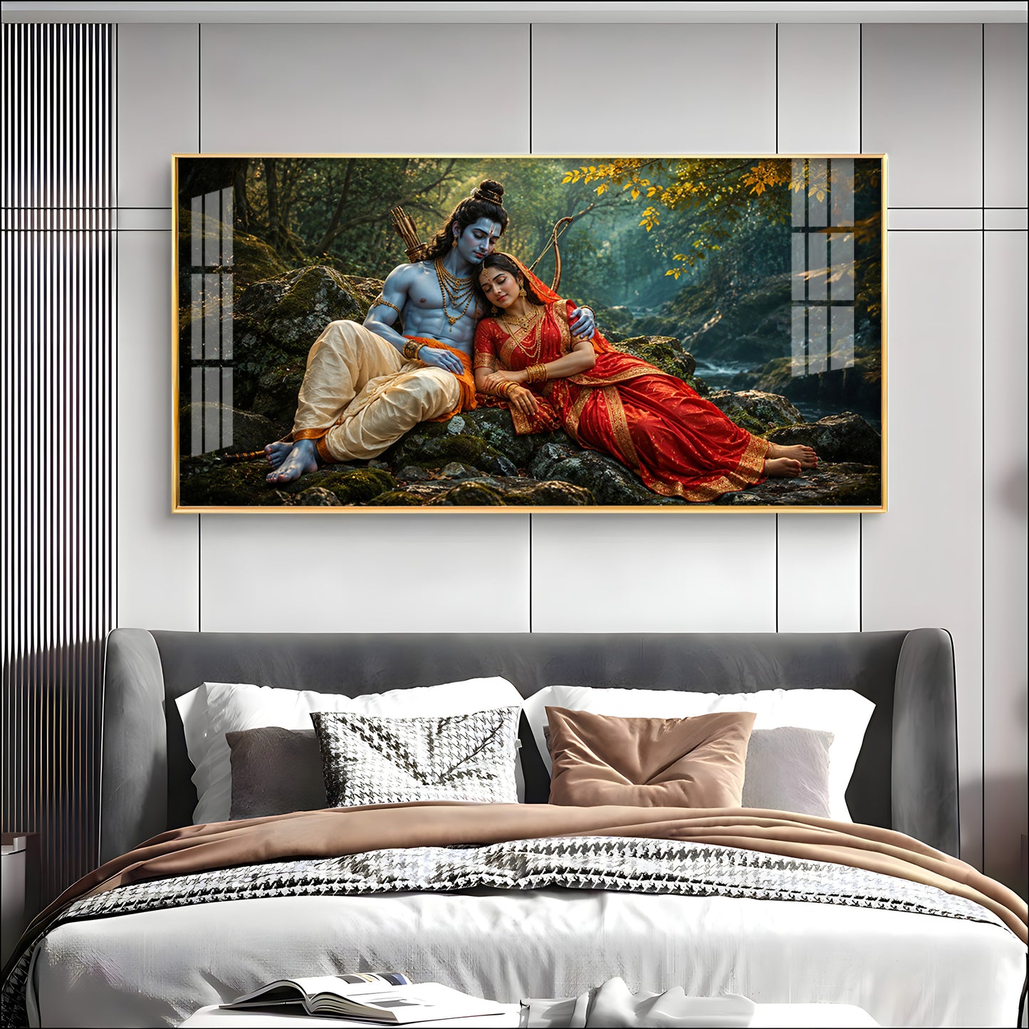 Lord Sita Ram Divine Love Premium Acrylic Horizontal Wall Art
