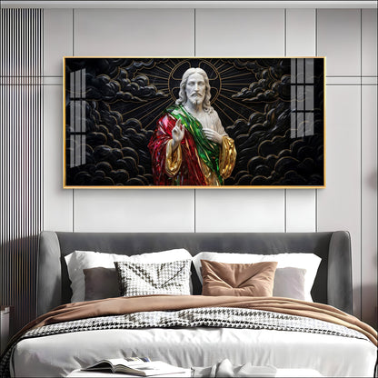 Jesus Christ Against A Dark Premium Acrylic Horizontal Wall Art