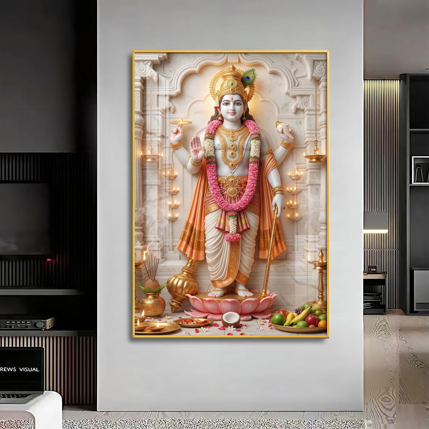 Vishnu Avatar Krishna Premium Acrylic Vertical Wall Art