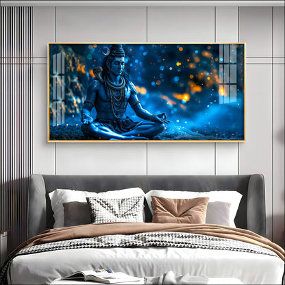 Mahadev In Spiritual Endeavor Premium Acrylic Horizontal Wall Art