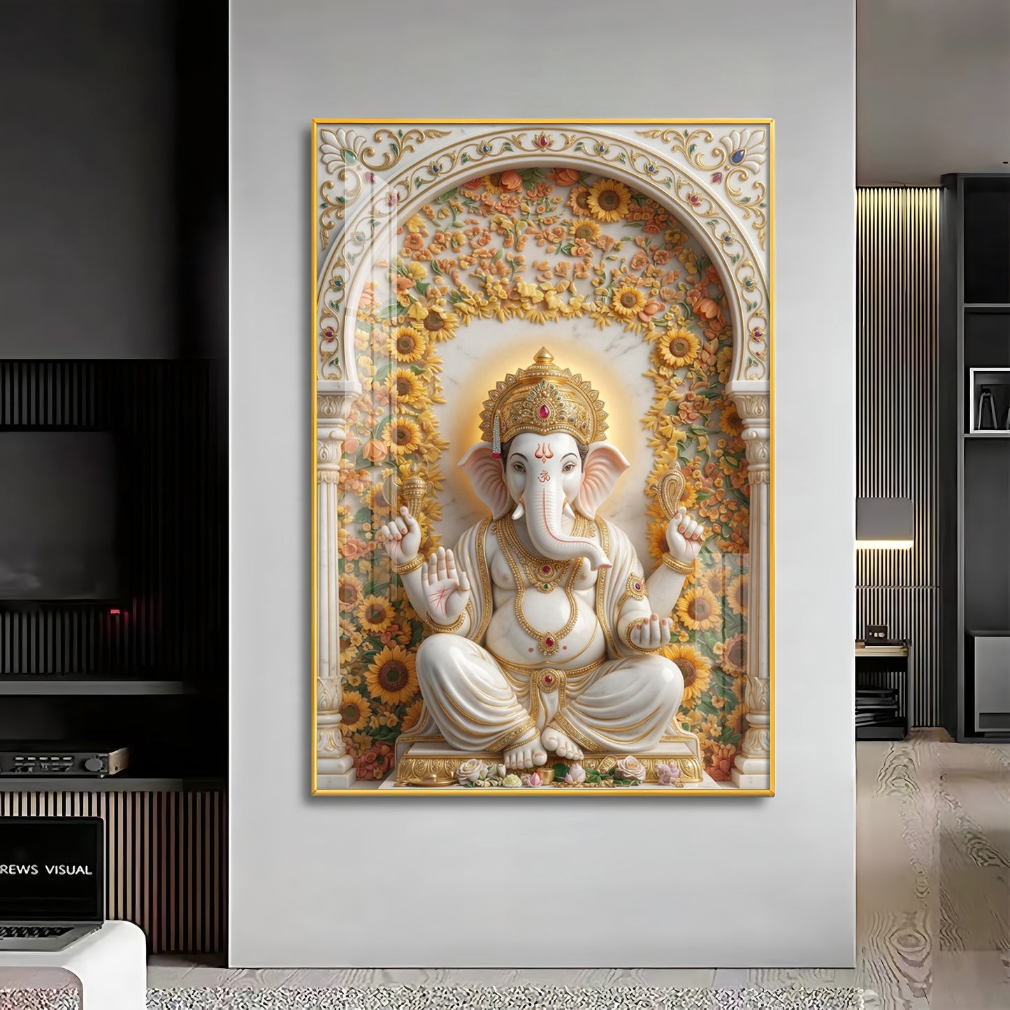 Hindu God Ganesh Ji Premium Acrylic Vertical Wall Art