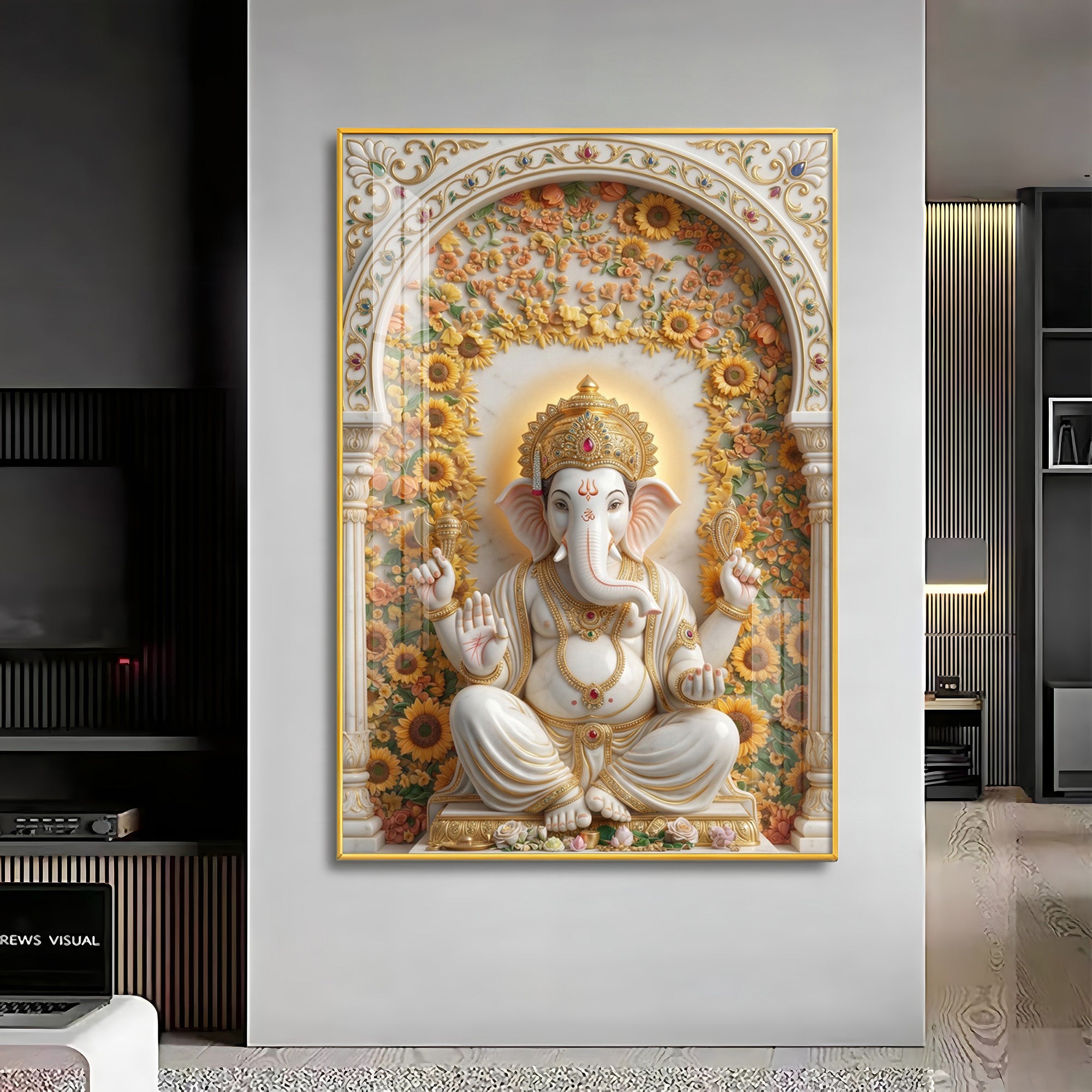Hindu God Ganesh Ji Premium Acrylic Vertical Wall Art