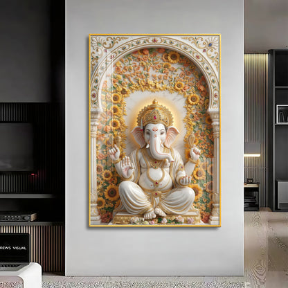 Hindu God Ganesh Ji Premium Acrylic Vertical Wall Art