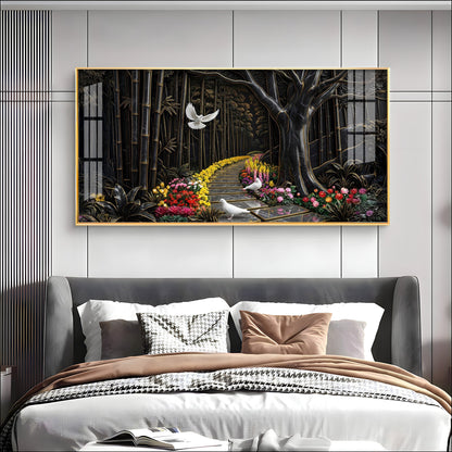 Birds & Blooms Walkway Premium Acrylic Horizontal Wall Art