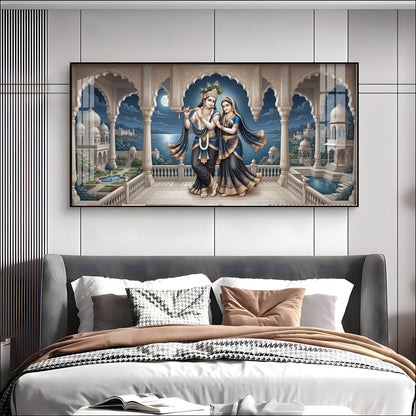 Devotional Lord Radha Krishna Premium Acrylic Horizontal Wall Art