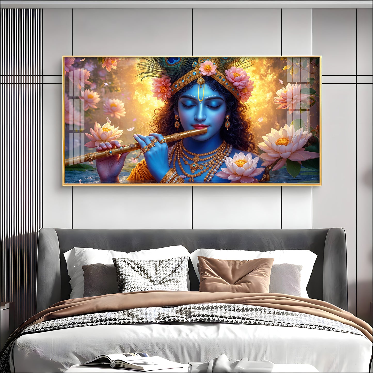 Krishna Bhagwan Premium Acrylic Horizontal Wall Art