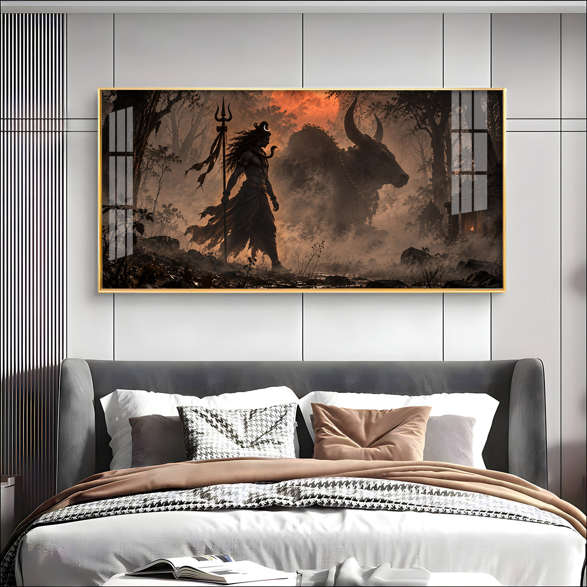 Shiva & Nandi In Forest Premium Acrylic Horizontal Wall Art