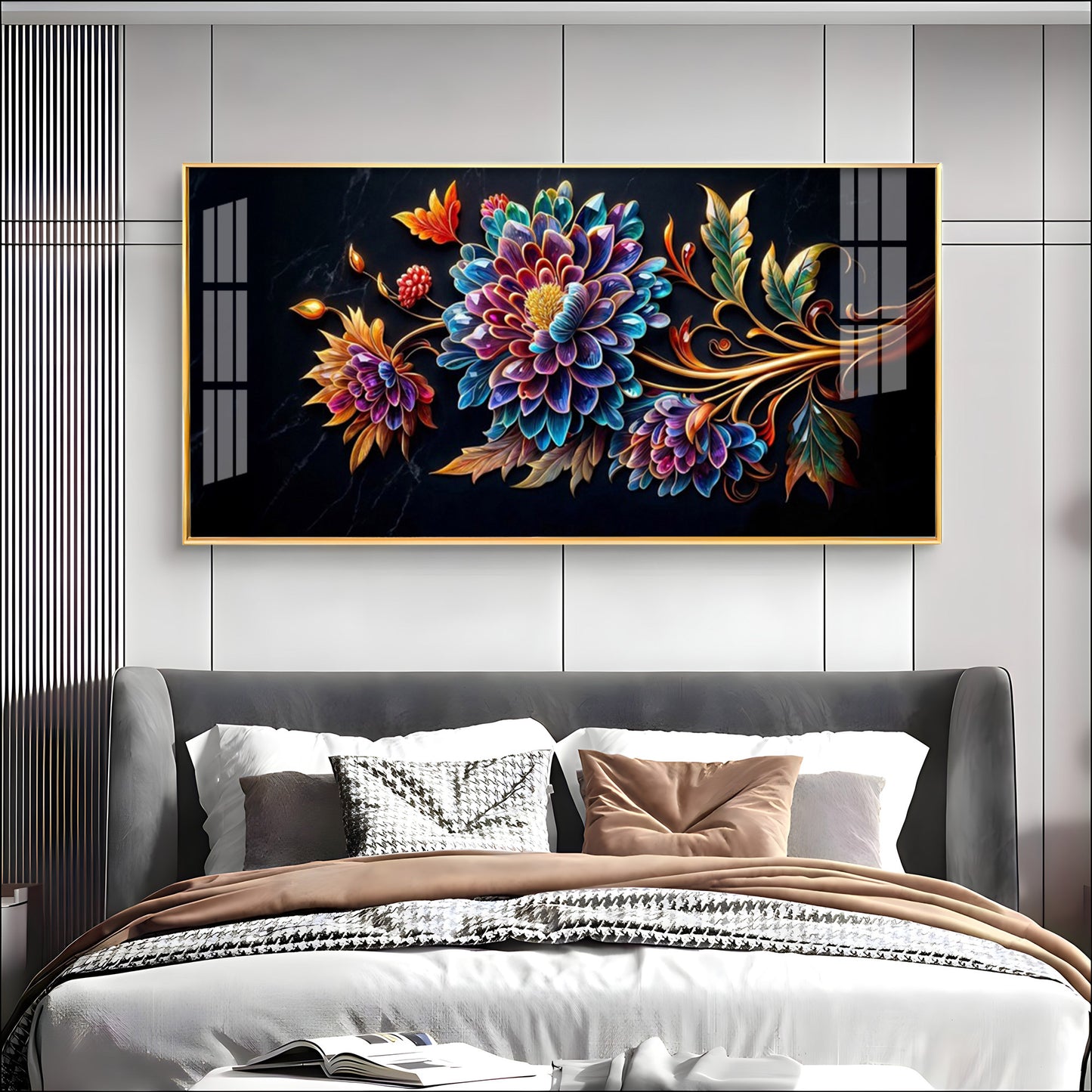 Colorful Floral Premium Acrylic Horizontal Wall Art