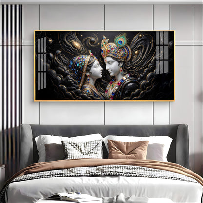Cosmic Connection With Krishna & Radha Premium Acrylic Horizontal Wall Art