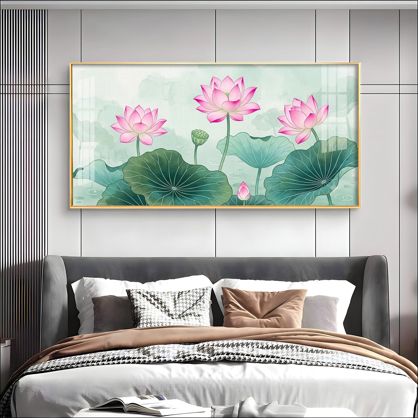 Lotus Flower Premium Acrylic Horizontal Wall Art