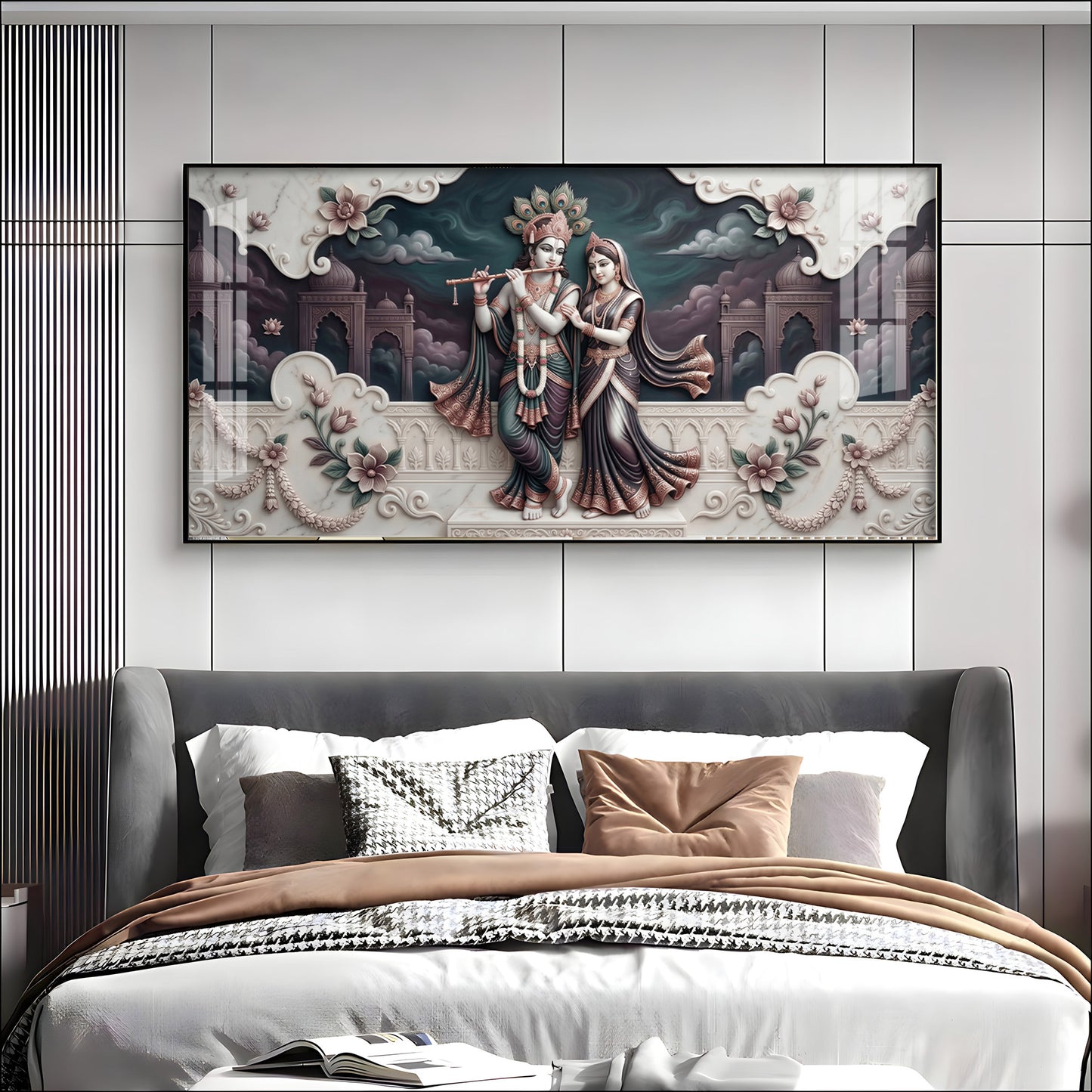 Divine Love Radha Krishna Premium Acrylic Horizontal Wall Art