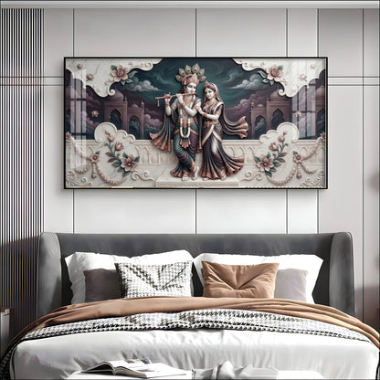 Divine Love Radha Krishna Premium Acrylic Horizontal Wall Art