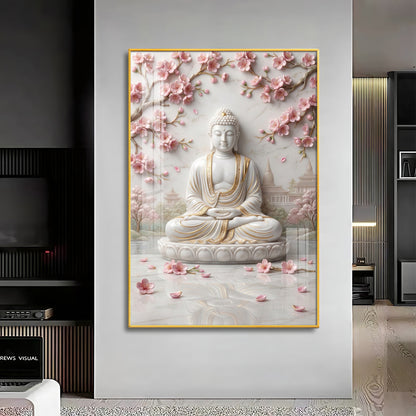 White Buddha Statue Premium Acrylic Vertical Wall Art