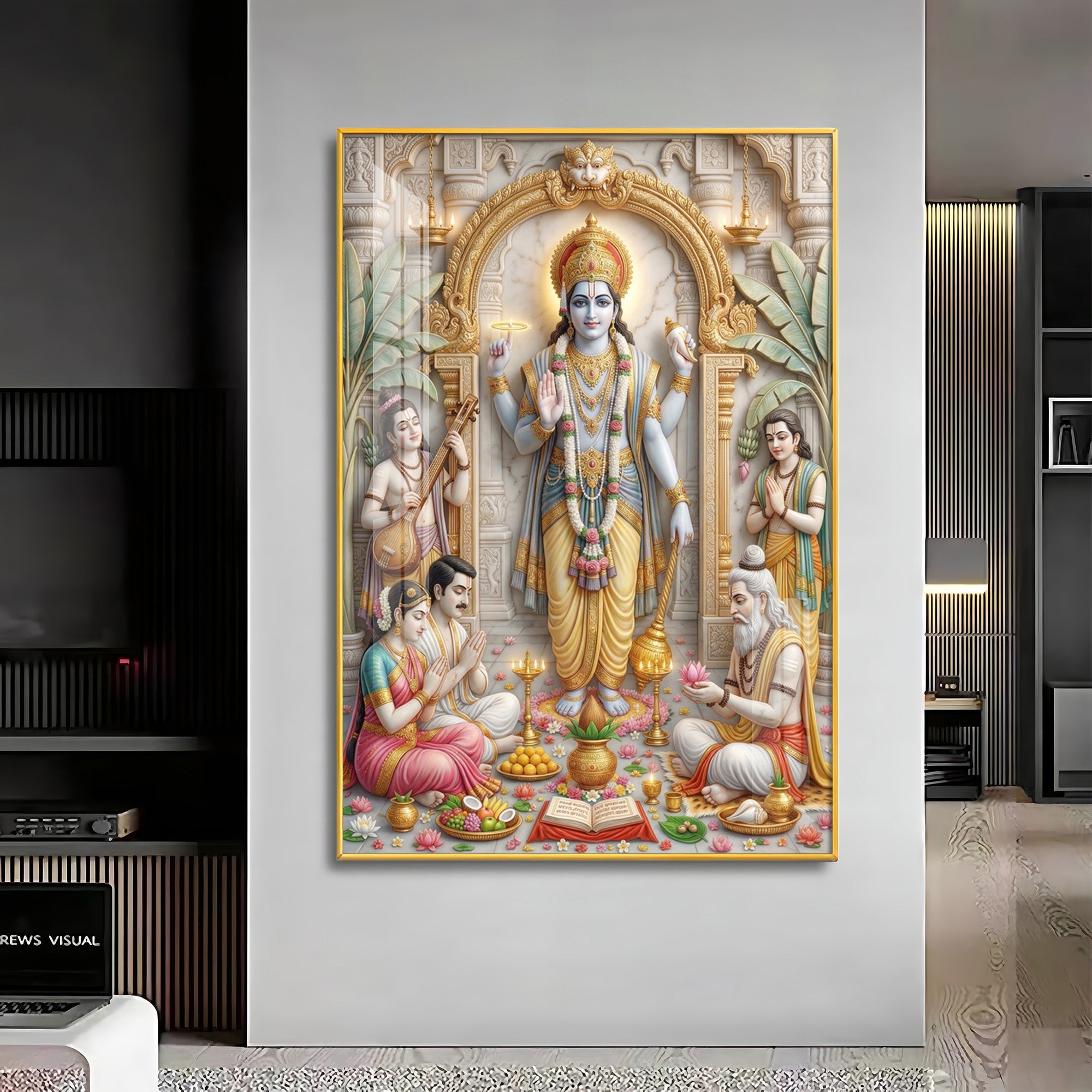 Lord Satyanarayana Premium Acrylic Vertical Wall Art
