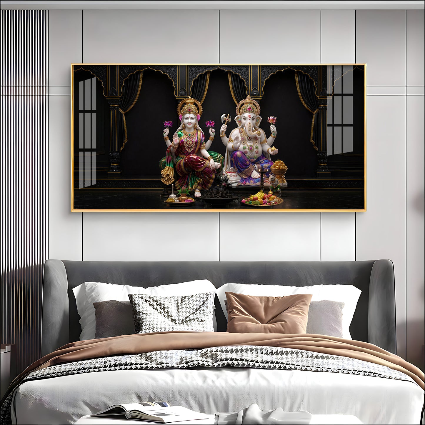 Goddess Lakshmi & Lord Ganesha Premium Acrylic Horizontal Wall Art