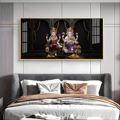 Goddess Lakshmi & Lord Ganesha Premium Acrylic Horizontal Wall Art