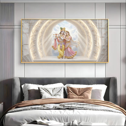 Serene White Radha Krishna Premium Acrylic Horizontal Wall Art