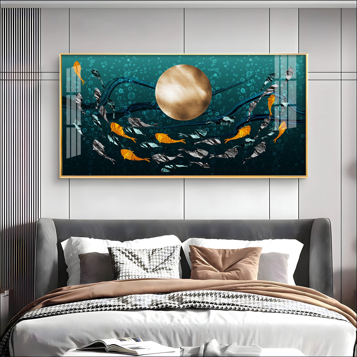 Golden Koi Fish Premium Acrylic Horizontal Wall Art