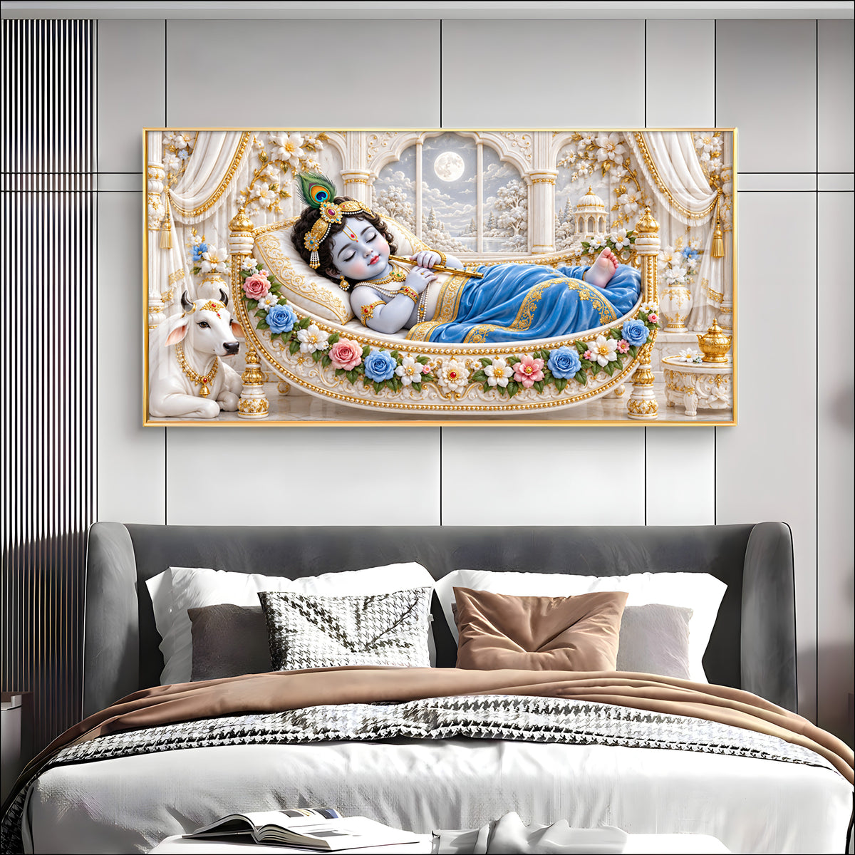 Little Krishna Sleeping Premium Acrylic Horizontal Wall Art