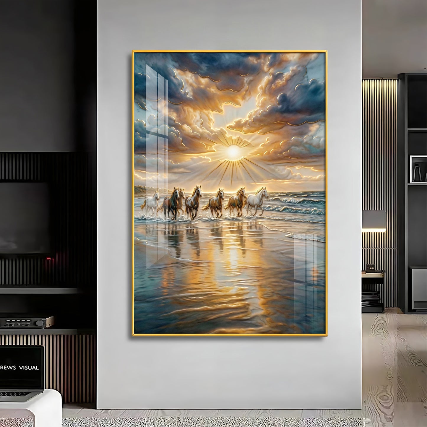 Vastu Inspired Running Horse Wall Art Premium Acrylic Vertical Wall Art