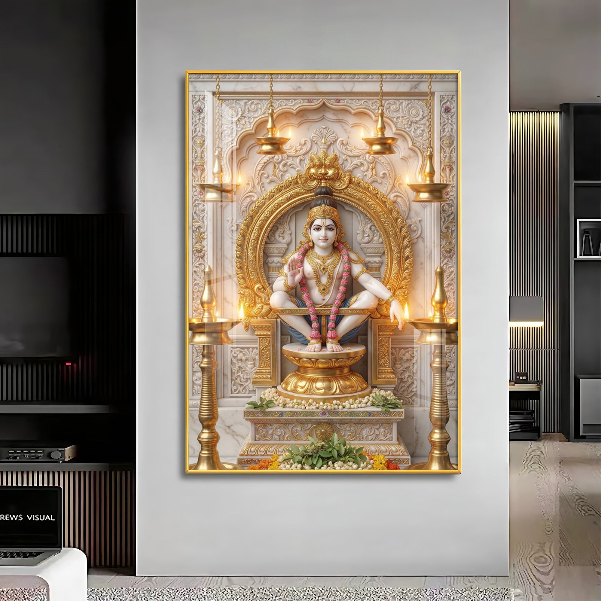 Deity Lord Ayyappan Premium Acrylic Vertical Wall Art