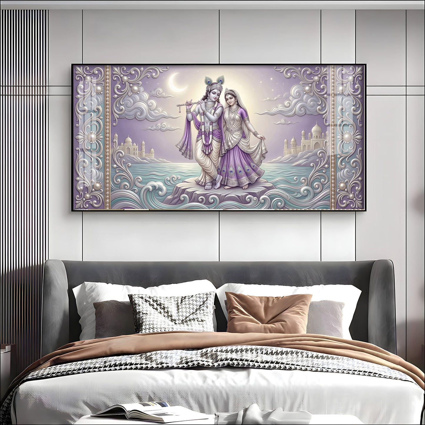 Hindu God Radha Krishna Premium Acrylic Horizontal Wall Art