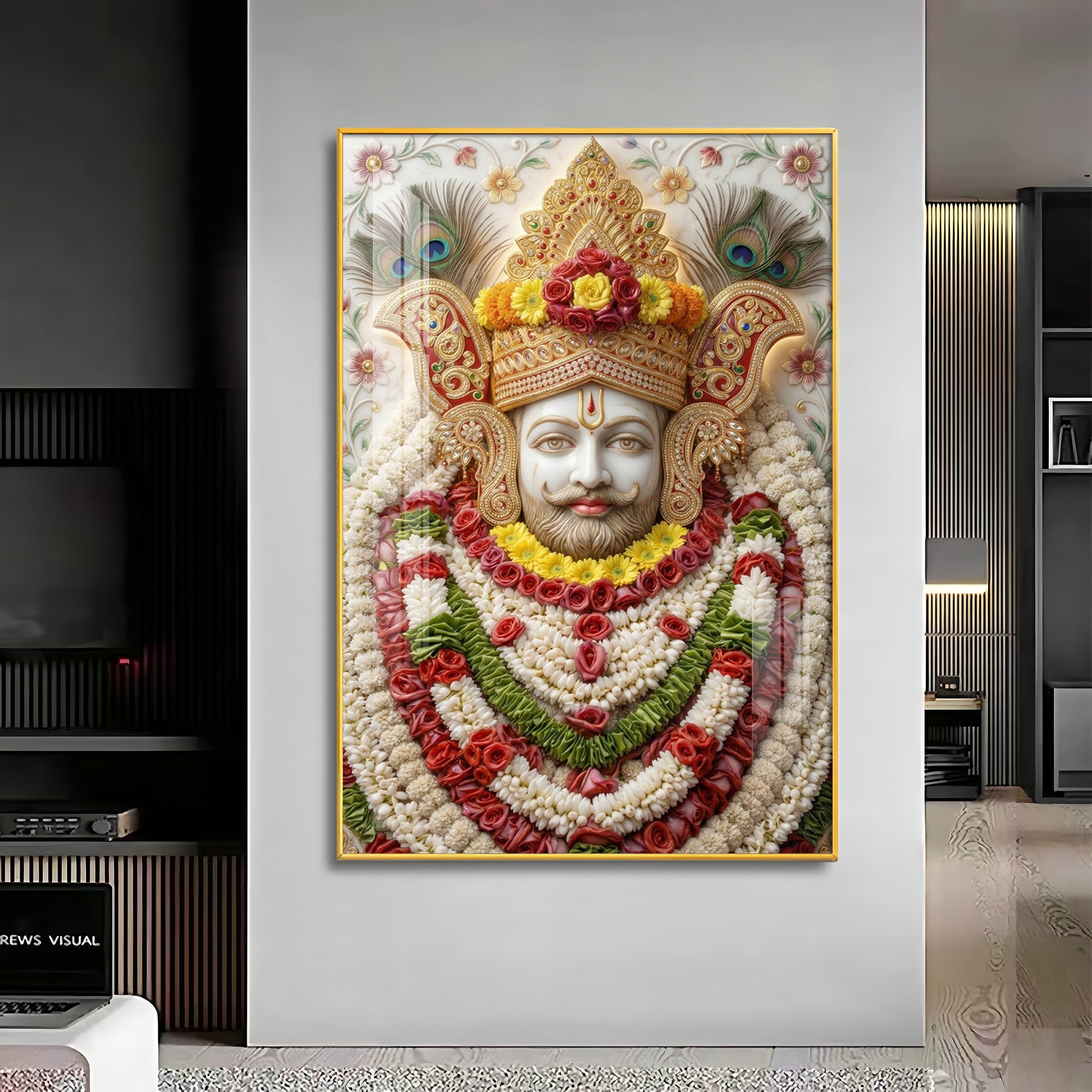 Hindu Deity Khatu Shyam Ji Premium Acrylic Vertical Wall Art