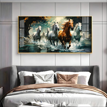 Lucky Running Horses Premium Acrylic Horizontal Wall Art