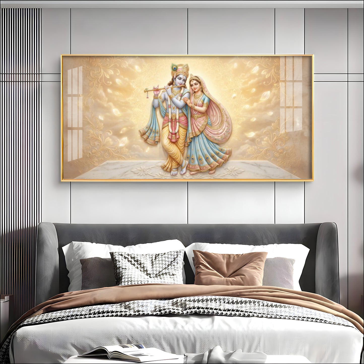 Divine Couple Radha Krishna Premium Acrylic Horizontal Wall Art