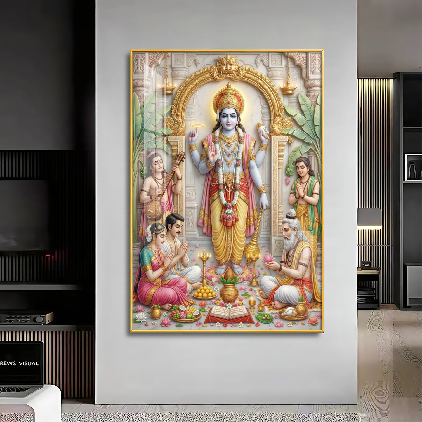 Lord Satyanarayan Premium Acrylic Vertical Wall Art