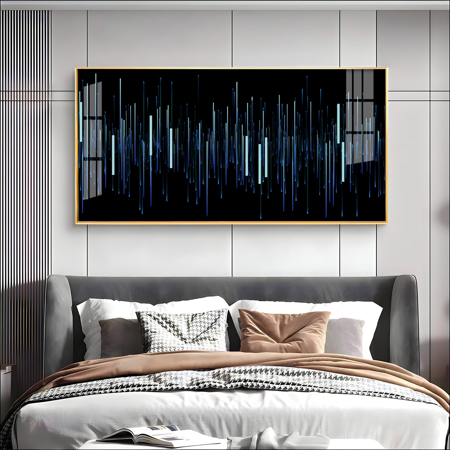 Abstract Vertical Light Bar Line Premium Acrylic Horizontal Wall Art