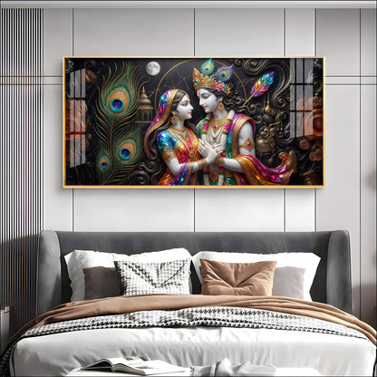 Blissful Radha Krishna Premium Acrylic Horizontal Wall Art