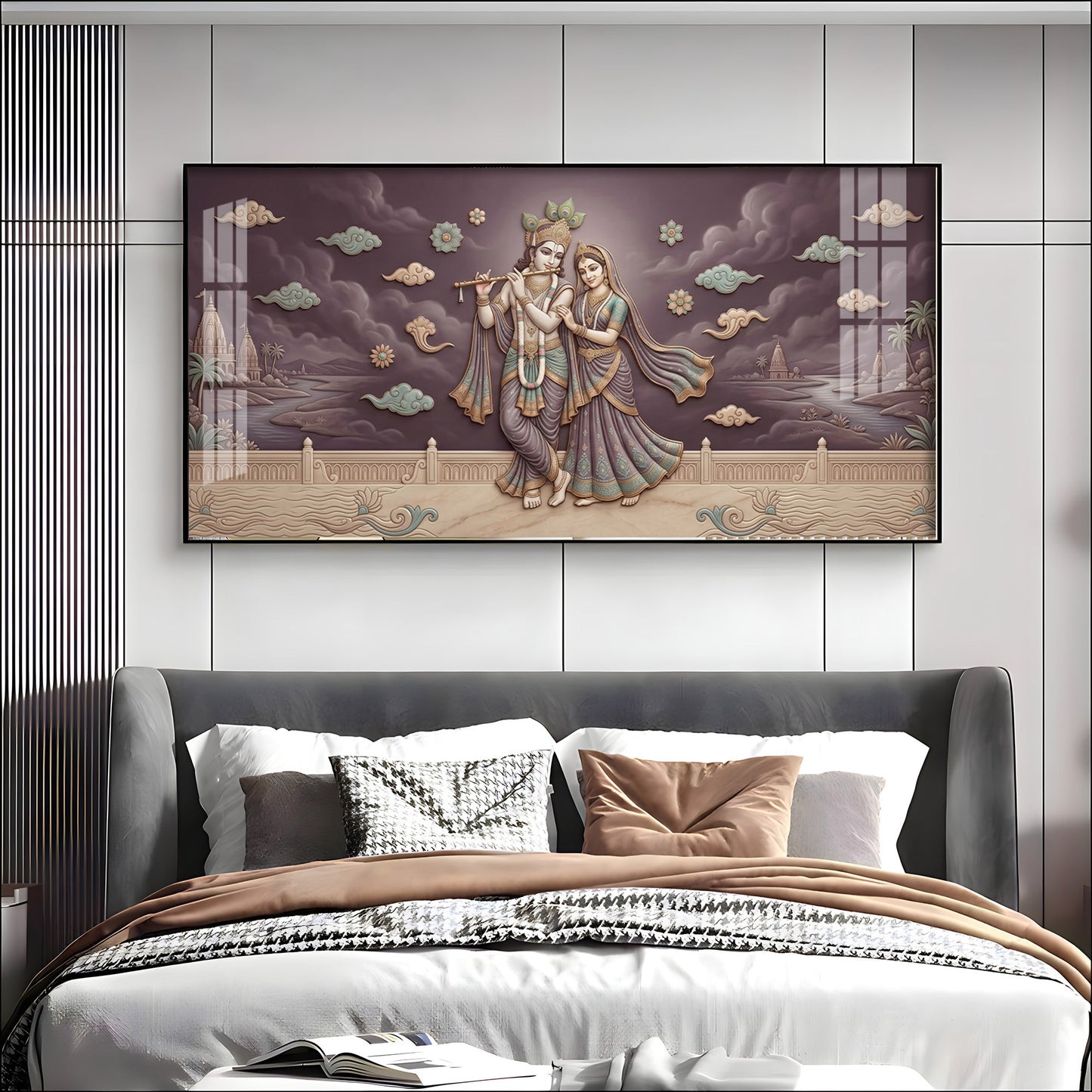 Hindu Deities Radha Krishna Premium Acrylic Horizontal Wall Art