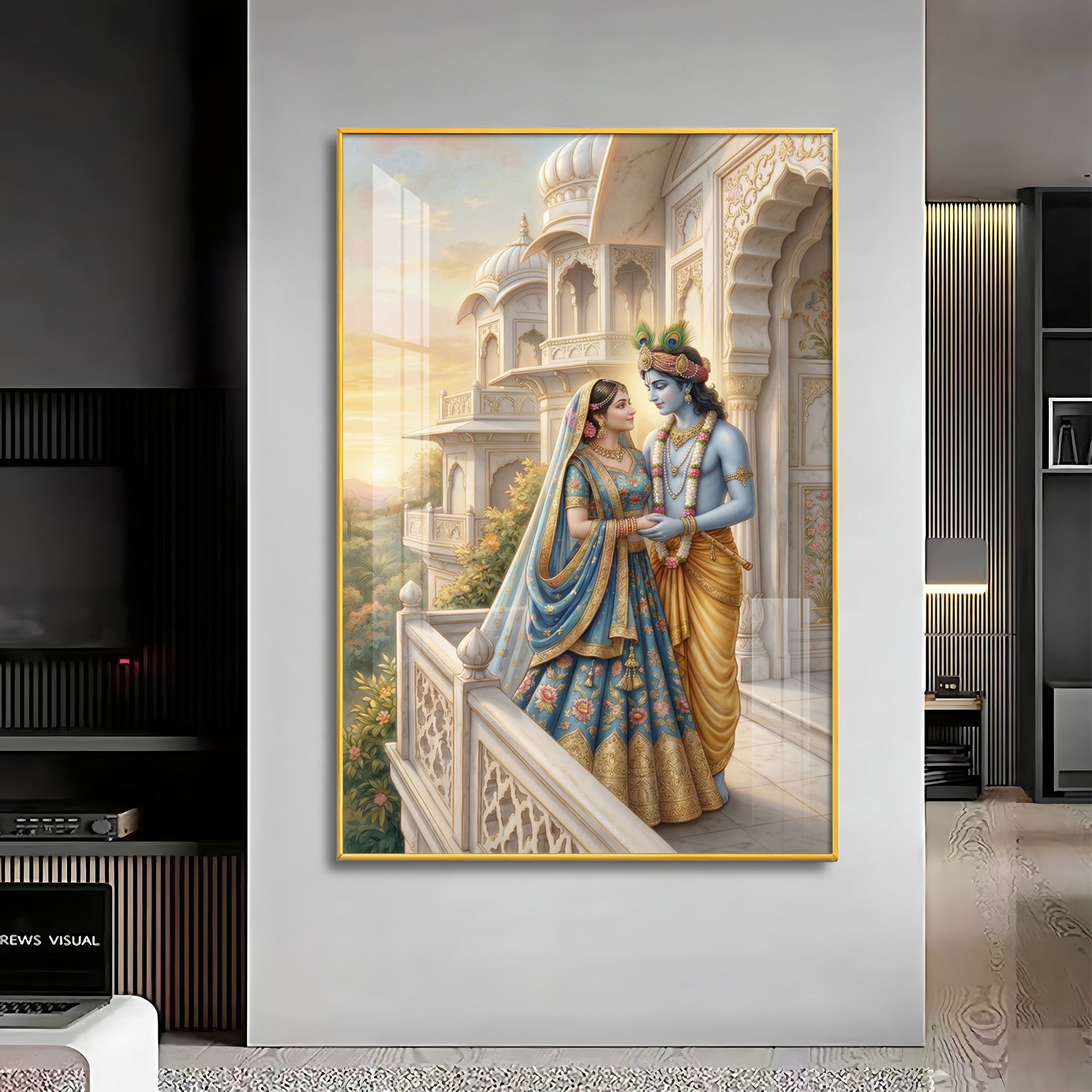 Hindu Deities Radha and Krishna Premium Acrylic Vertical Wall Art
