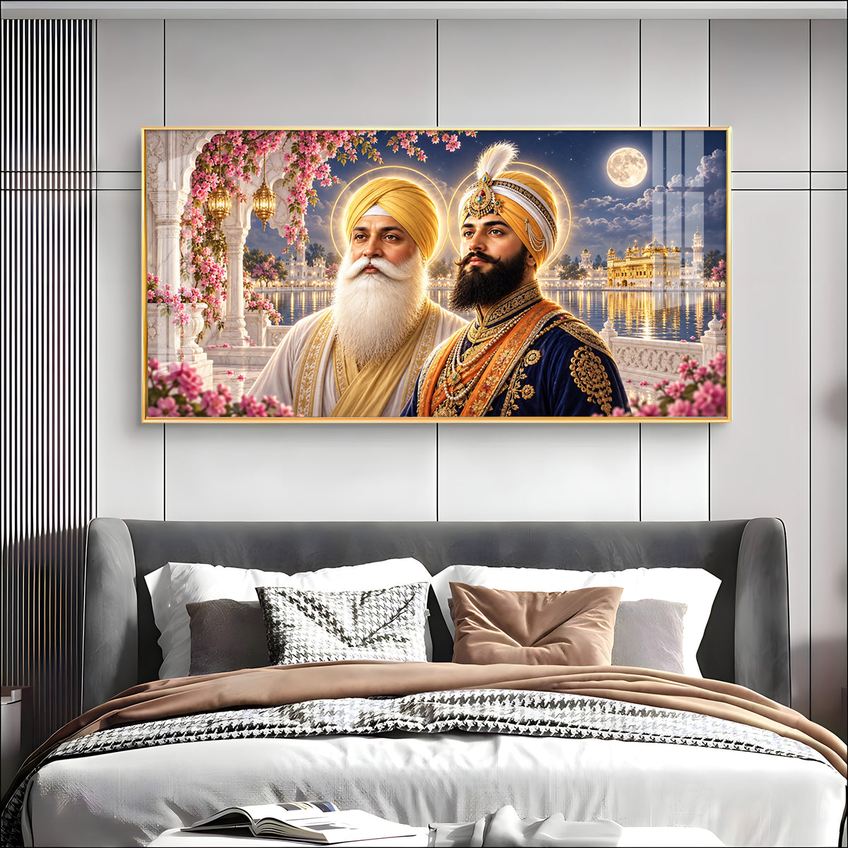 Guru Nanak Dev Ji and Guru Gobind Singh Ji Premium Acrylic Horizontal Wall Art