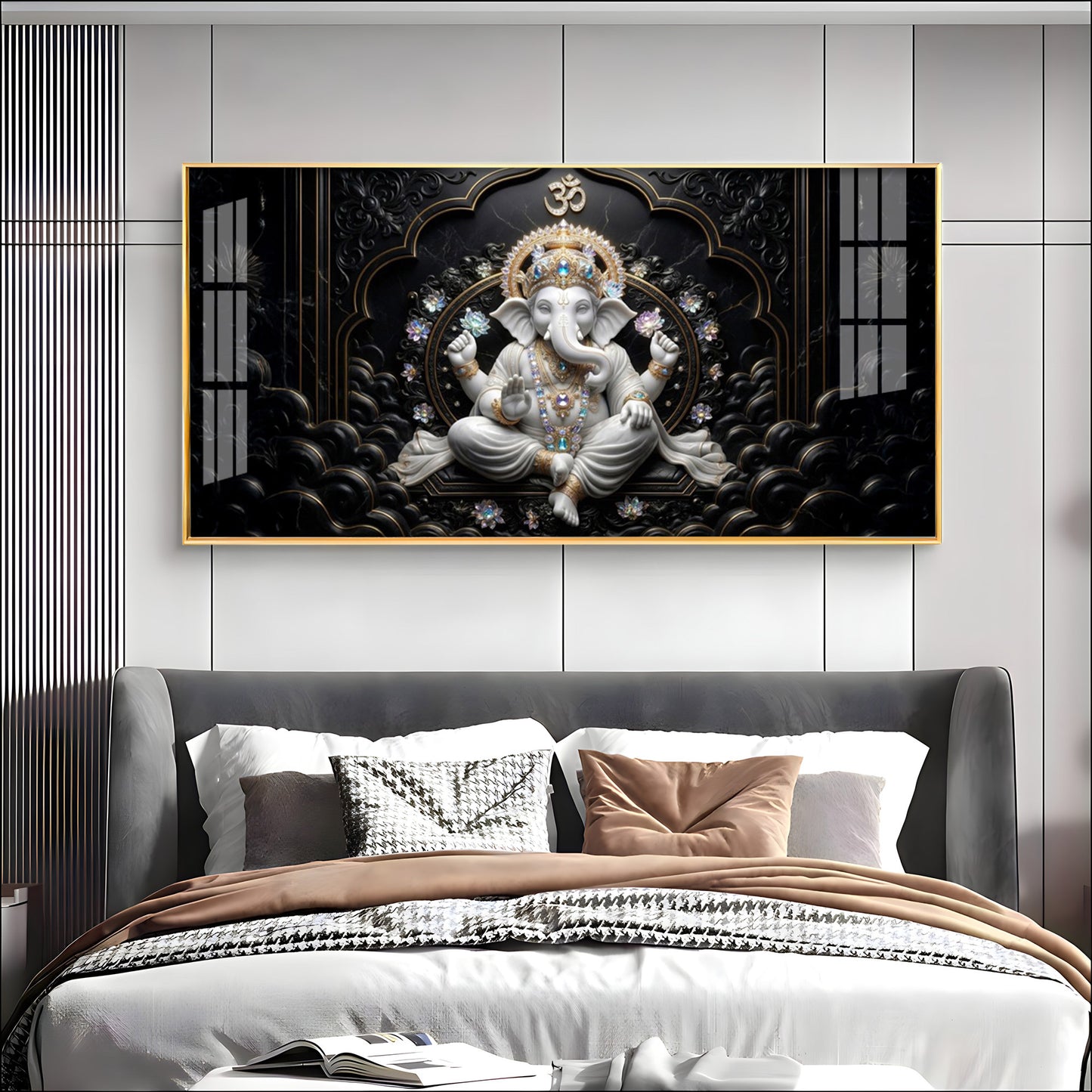 Lord Ganesha With Ornate Jewelry Premium Acrylic Horizontal Wall Art
