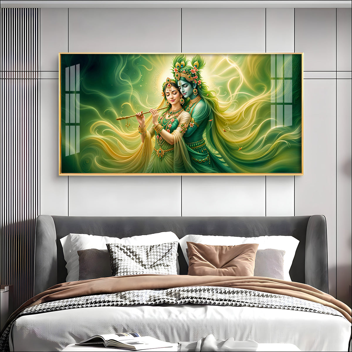 Krishna Radha Divine Connection Premium Acrylic Horizontal Wall Art