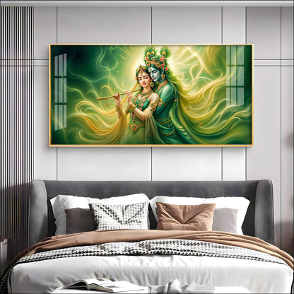 Krishna Radha Divine Connection Premium Acrylic Horizontal Wall Art