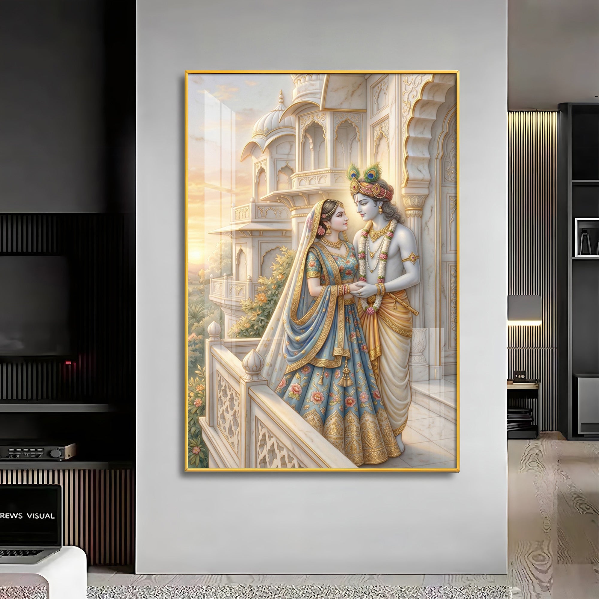 Loving Radhe & Krishna Premium Acrylic Vertical Wall Art