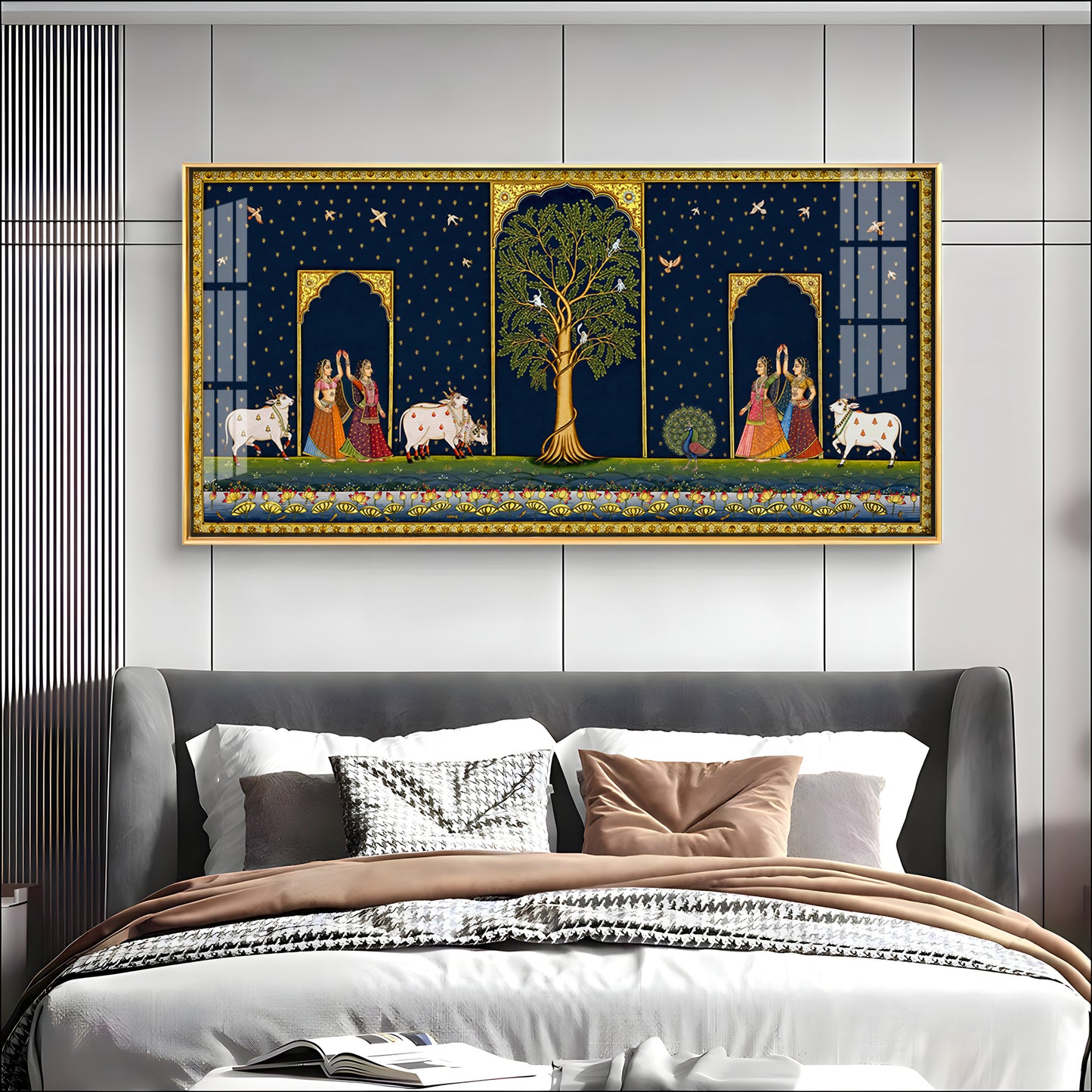 Cow With Tree of Life Premium Acrylic Horizontal Wall Art