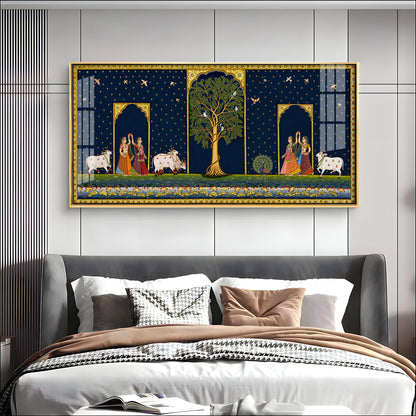 Cow With Tree of Life Premium Acrylic Horizontal Wall Art