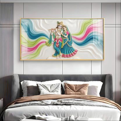 Vibrant Colors Radha Krishna Premium Acrylic Horizontal Wall Art