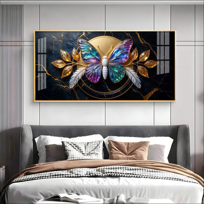 Butterfly With Iridescent Purple & Blue Wings Premium Acrylic Horizontal Wall Art