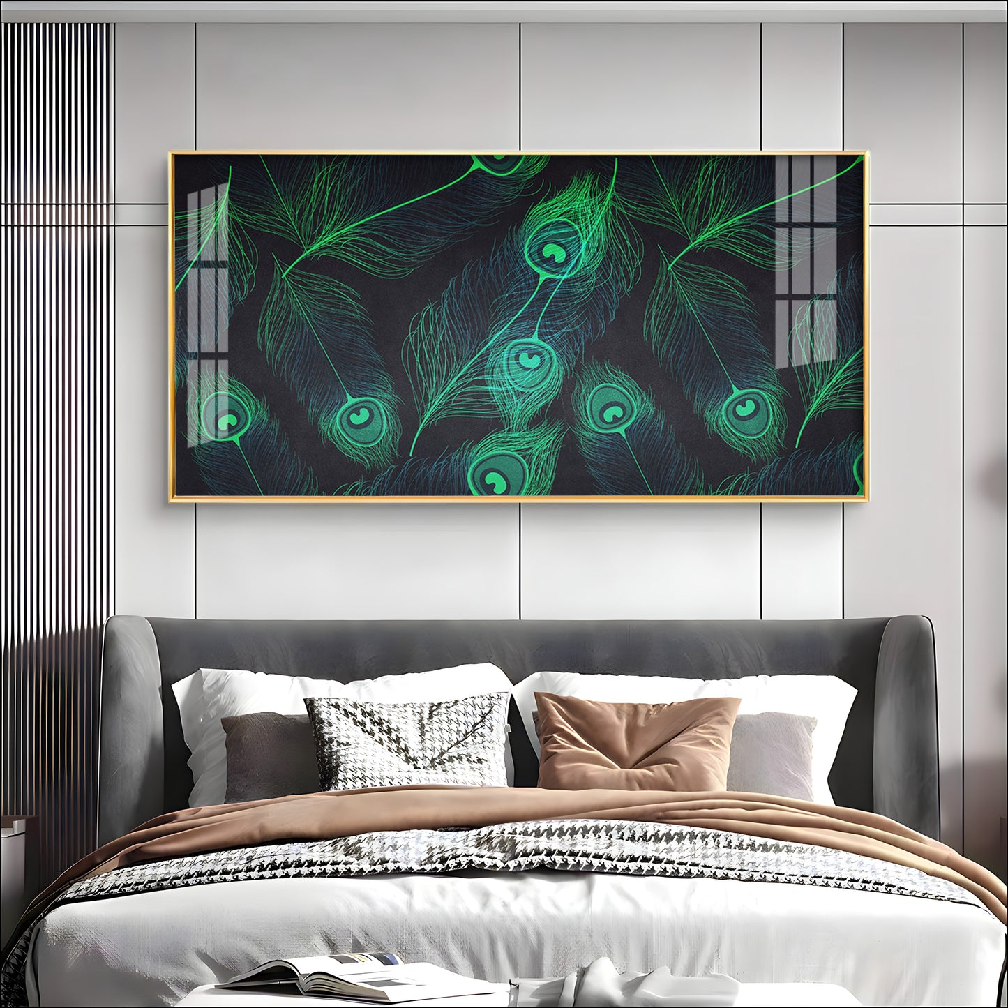 Peacock Feather Premium Acrylic Horizontal Wall Art